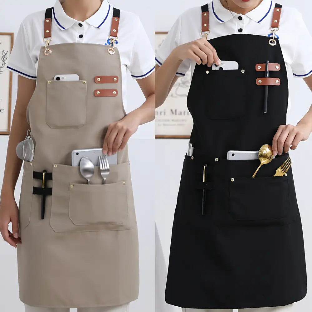 Tablier imperméable en toile de haute qualité au design moderne avec quatre poches