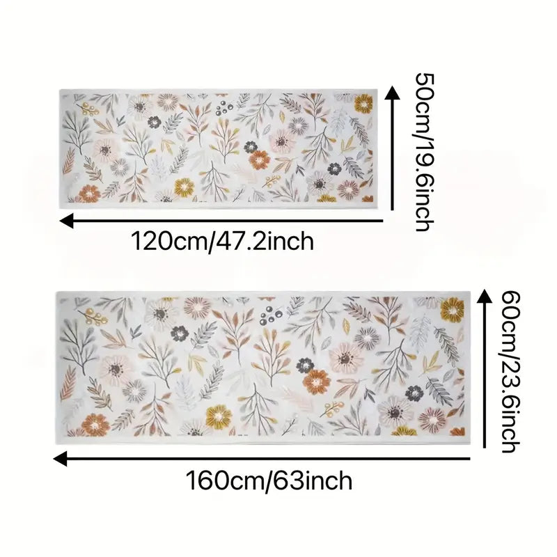 Cashmere Floral Rug 1200g - Soft Bedroom Kitchen Bath Mat