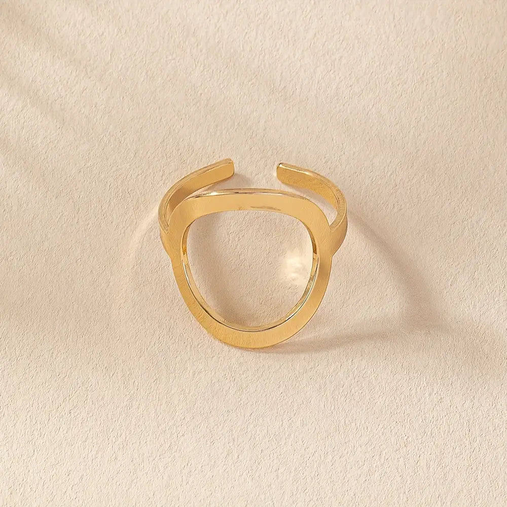 Bague ouverte ronde creuse géométrique plaquée or 18 carats