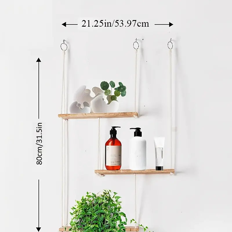 Étagère murale réglable suspendue – Support flottant pour plantes avec corde en coton pour décoration murale intérieure