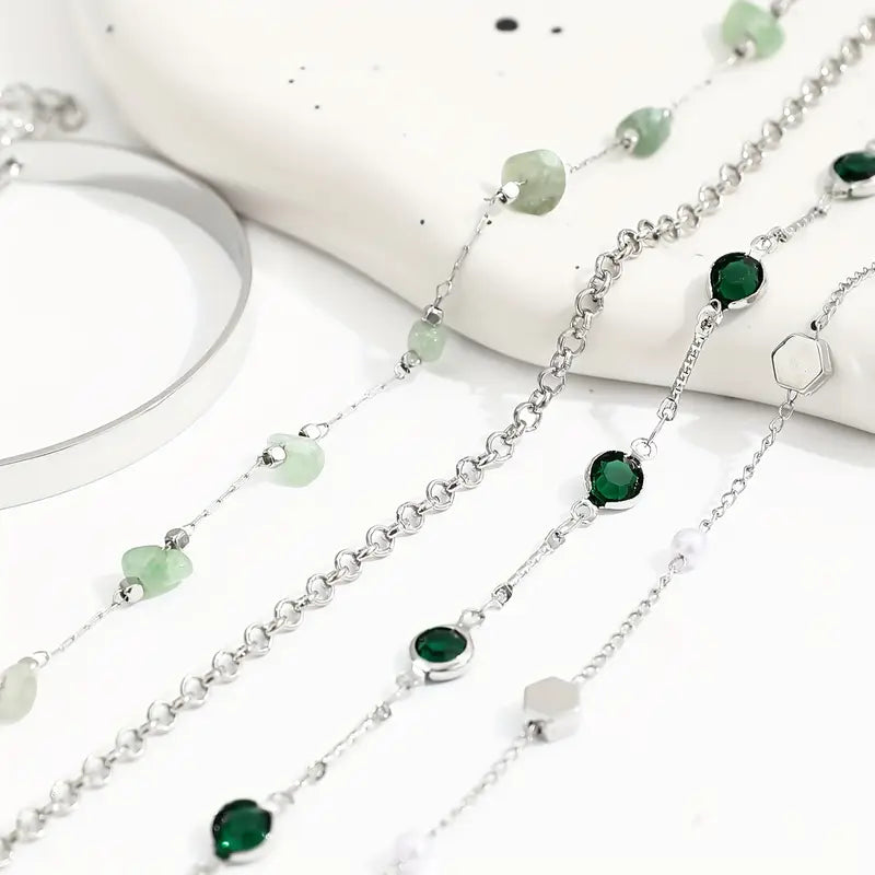 Rhinestone Bracelet Set - Pearl Cuff Bangles Jewelry