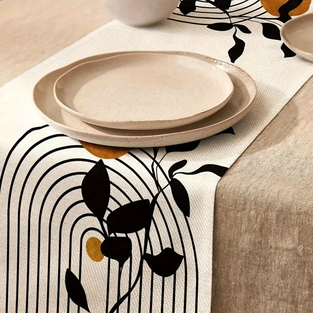 1pc Simple Style Century Table Runner, Abstract Table Decoration