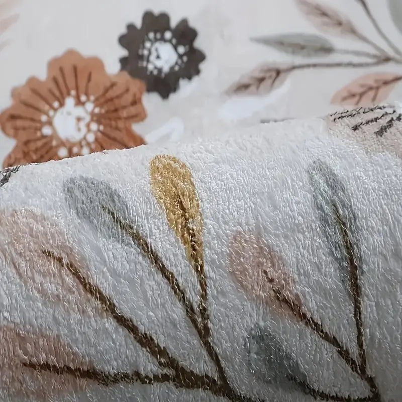 Cashmere Floral Rug 1200g - Soft Bedroom Kitchen Bath Mat