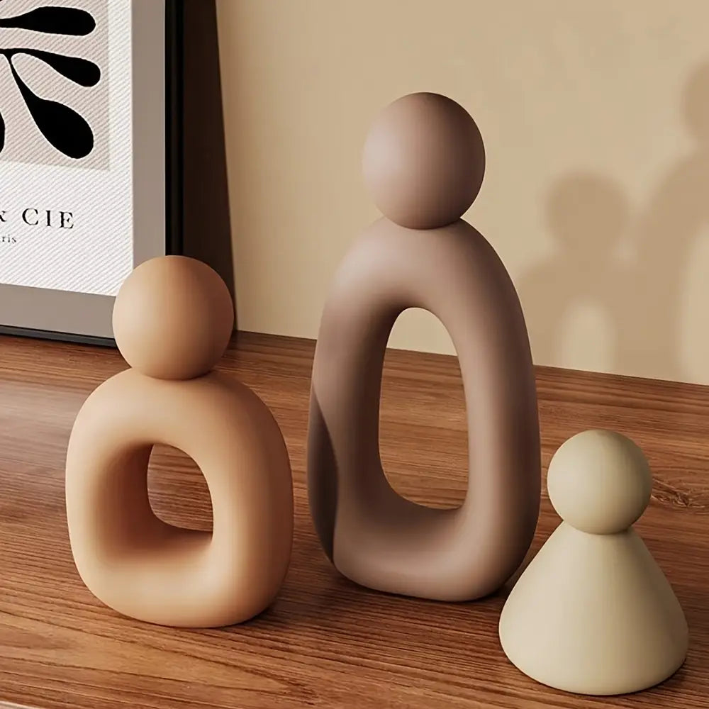 3pcs Abstract Family Resin Figurines Home Decor