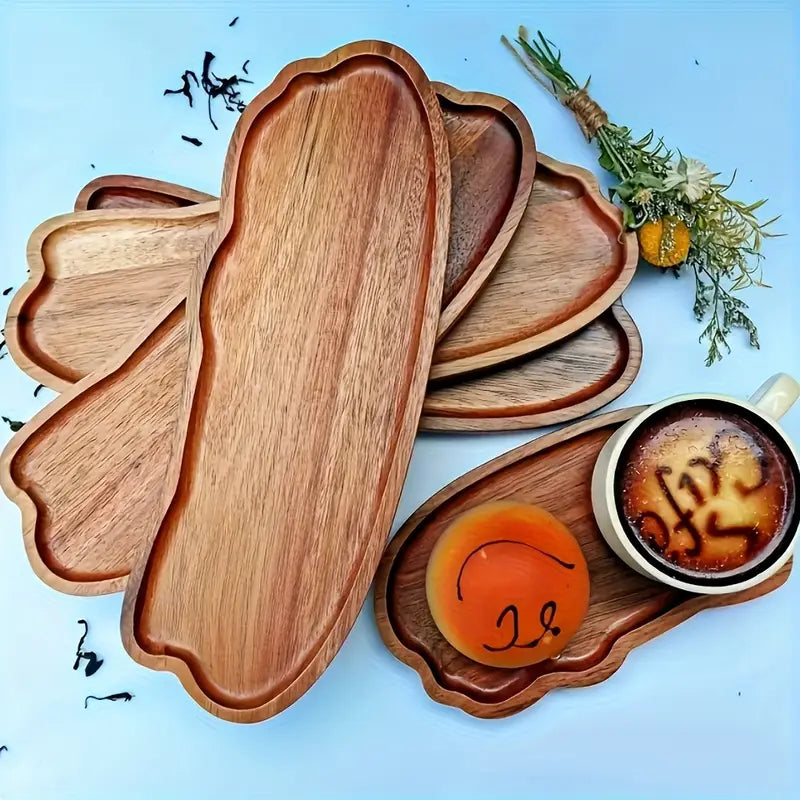 3pc Wooden Serving Tray Set - Decorative Trays for Parties and Home Decor