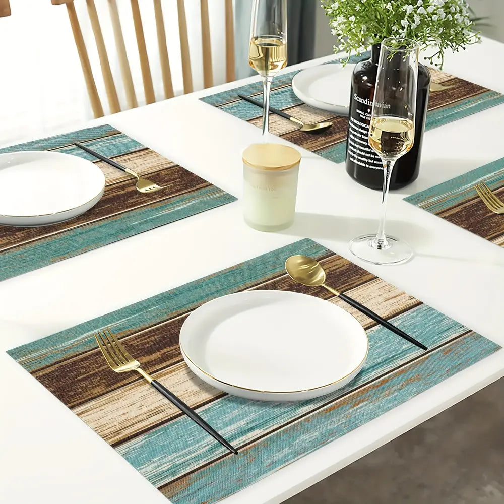 4 stuks moderne kunst placemats met abstracte kunst