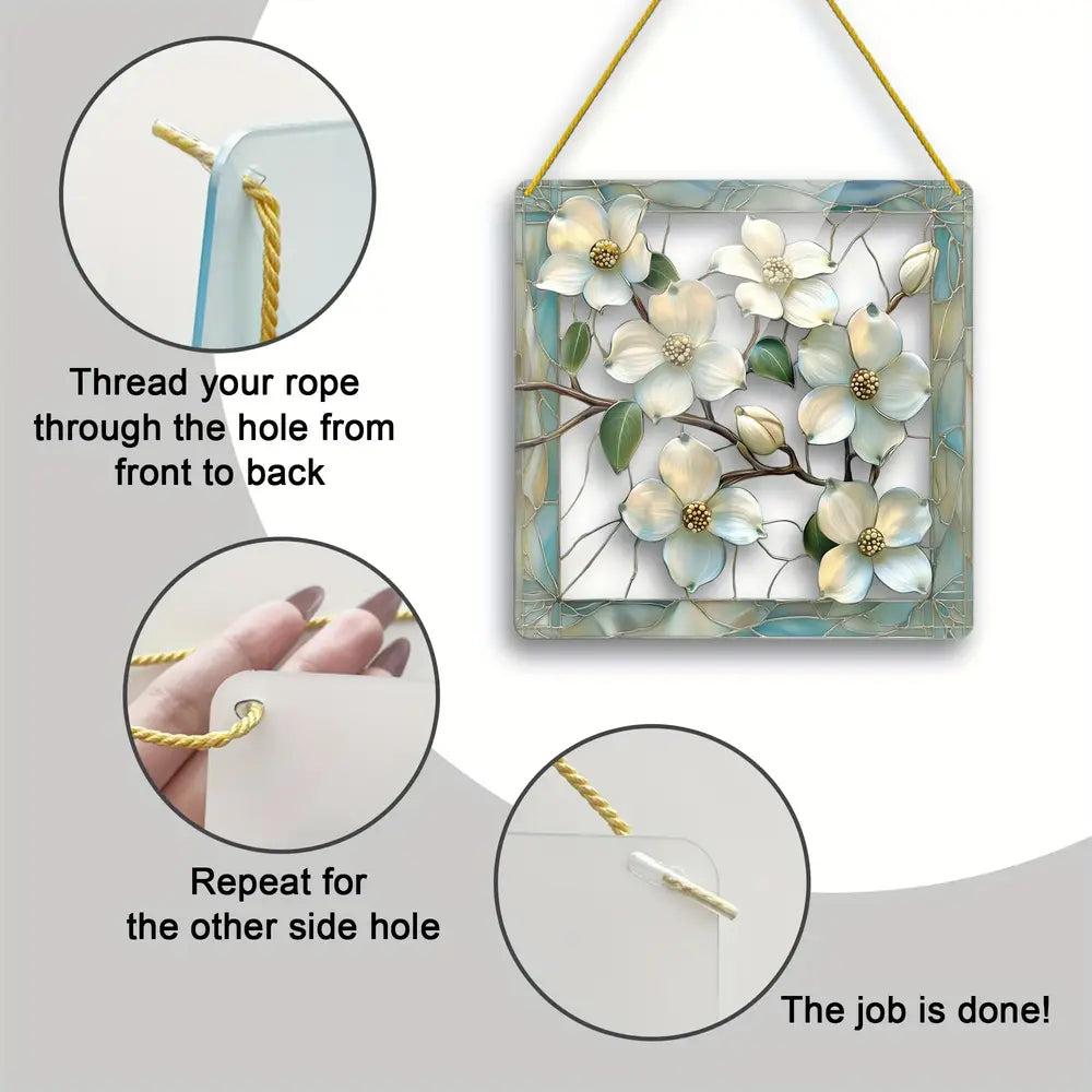 1pc Vibrant Dogwood Flower Suncatcher - 20.32cm x 20.32cm