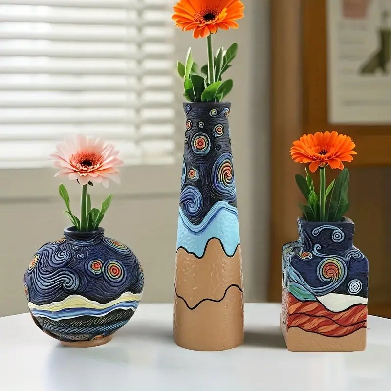 Starry Sky Vase Set - Resin Modern Decor, Indoor/Outdoor
