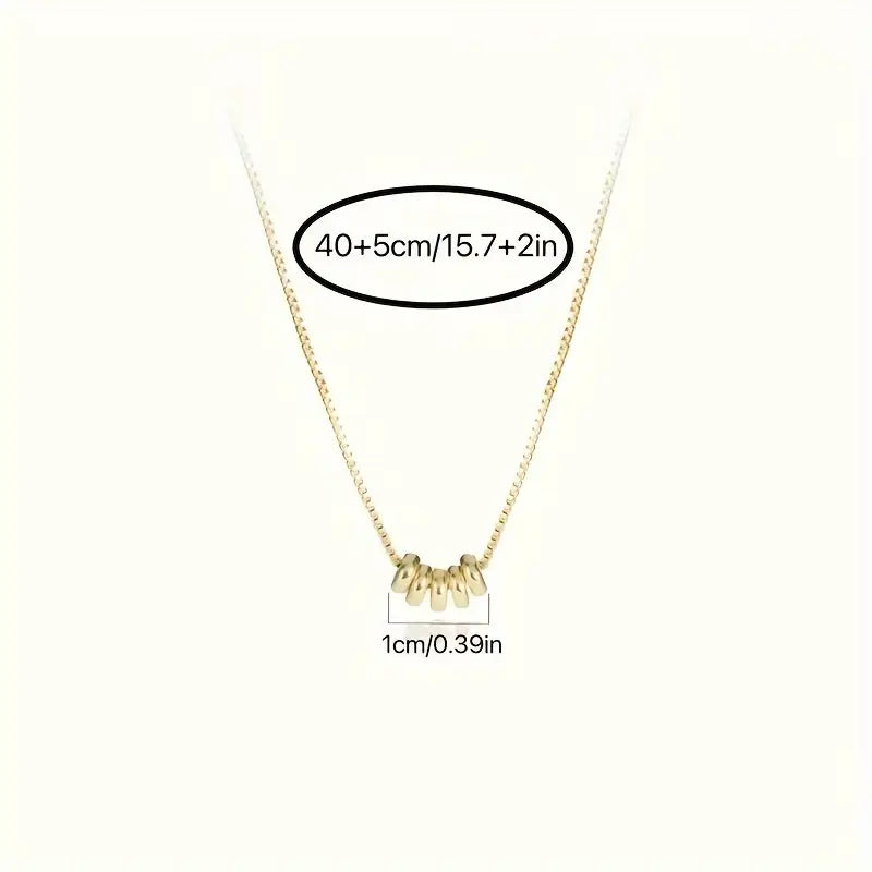 Elegant 18K Golden Plated Copper Necklace with Simple Five-Bead Pendant