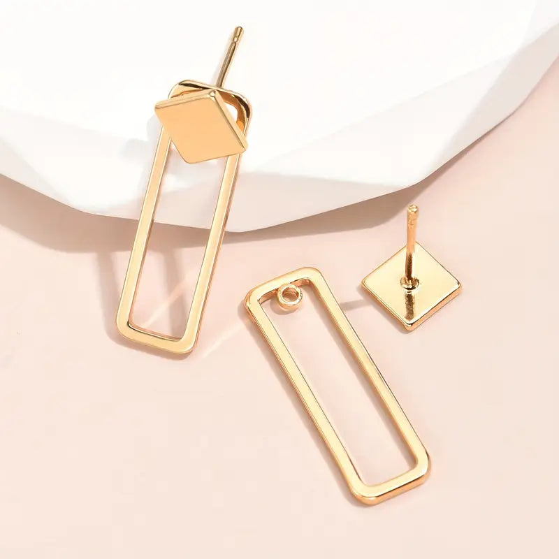 Copper Stud Earrings - Square Geometric Jewelry Women