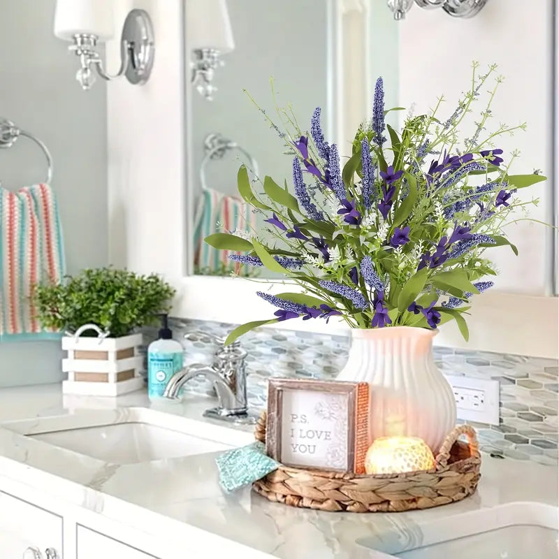 Composition de lavande artificielle et de fleurs en soie de 50 cm – Décoration intérieure et extérieure