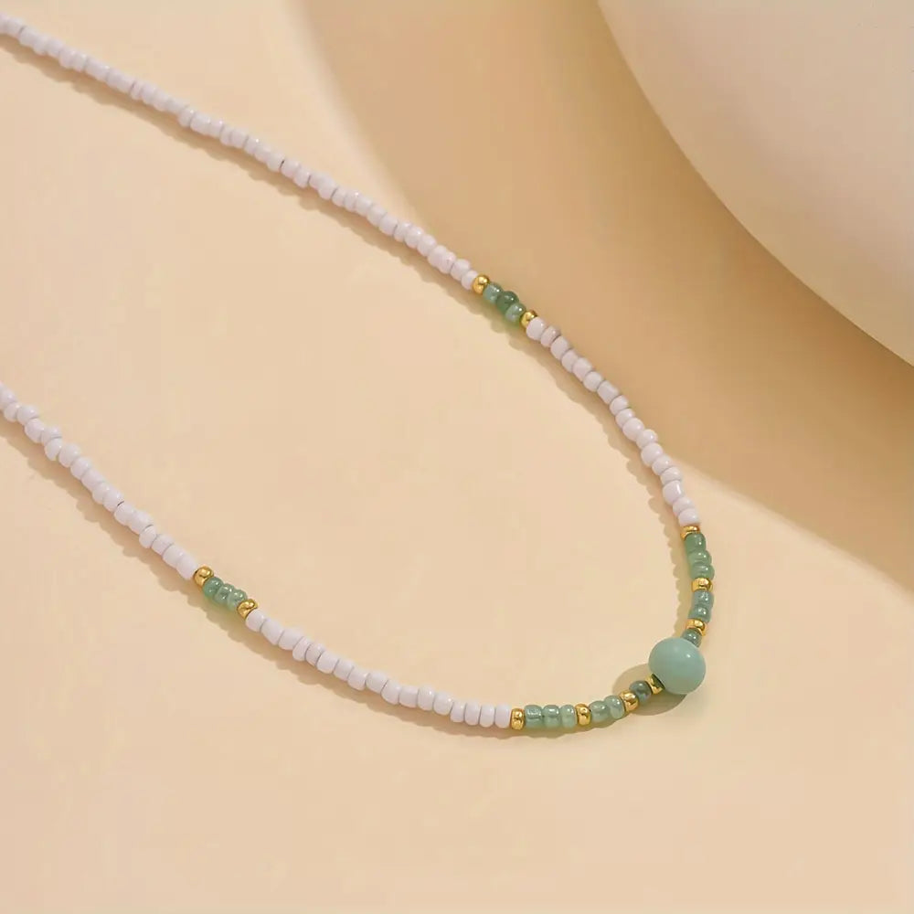 Elegant Glass Bead Necklace for Women, Simple Classic Style, Choker Length