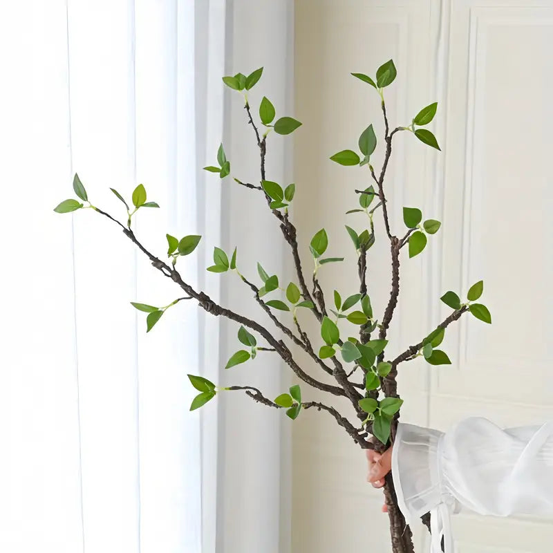 Lot de 2 brindilles vertes artificielles – Faux feuillage réaliste pour la décoration de la maison et du bureau