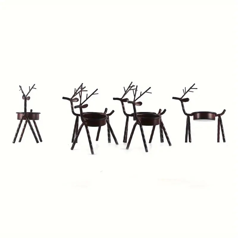 Deer Candle Holders (6) - Metal Reindeer Tealight Christmas Decor
