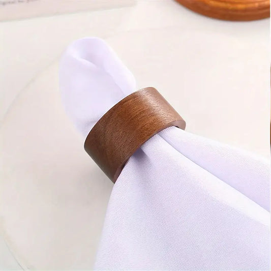 6pcs Solid Color Wooden Napkin Ring