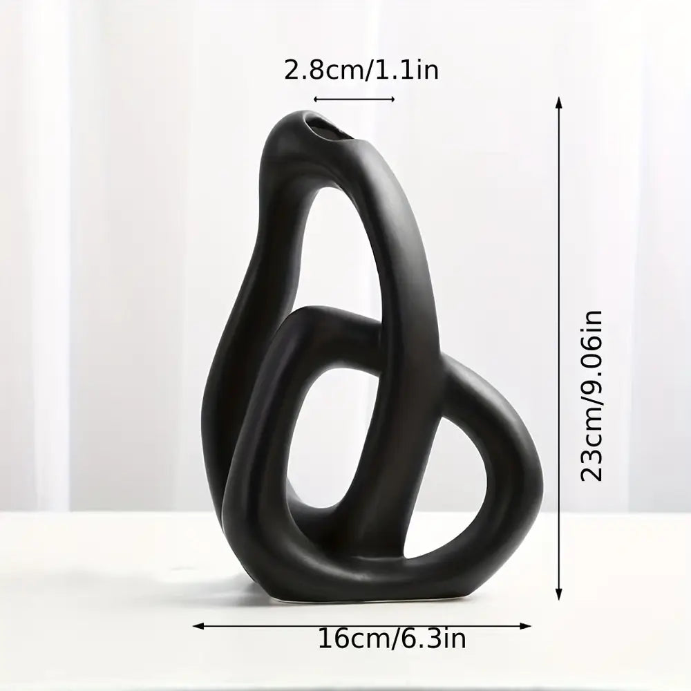 Elegant Black Love Ceramic Vase - Geometric Nordic Style
