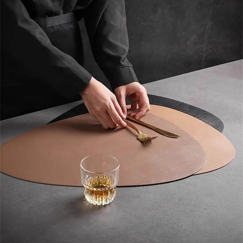 Leather Table Mats and Coasters Set - Waterproof Heat Resistant 8pcs Set