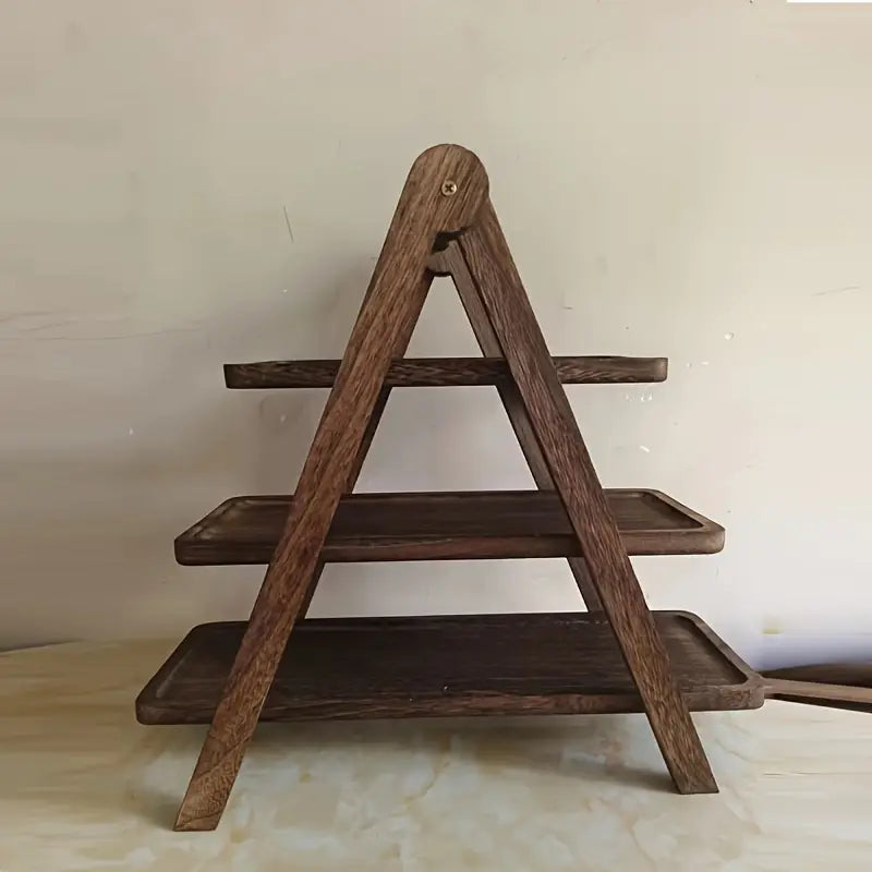 3-Tier Wooden Cake Stand - Versatile Fruit, Cupcake & Bread Display