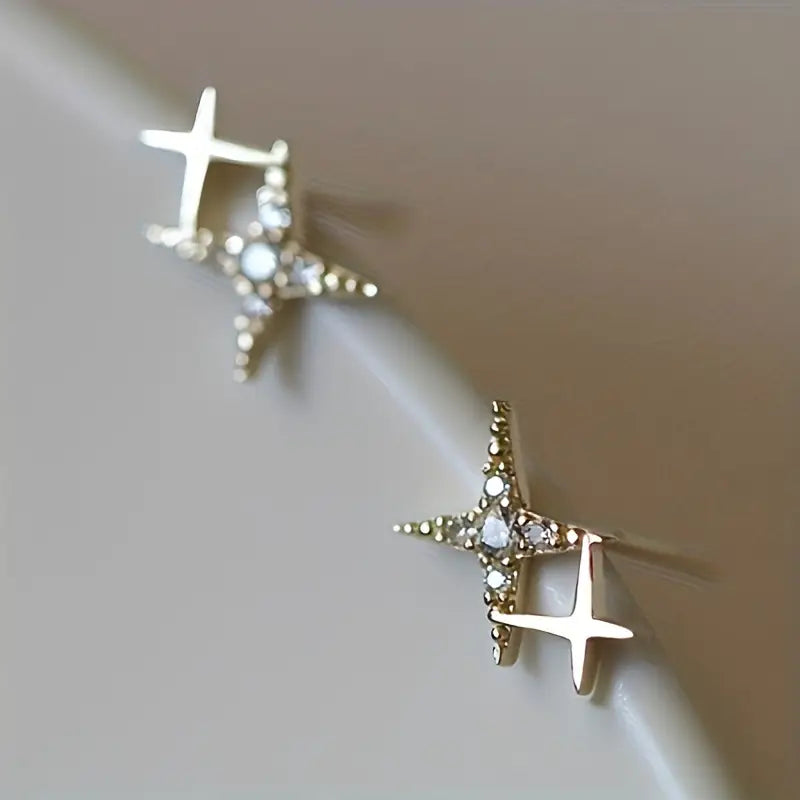 Boucles d'oreilles double zircon incrustées – Bijoux de fiançailles et de demande en mariage plaqués or 18 carats