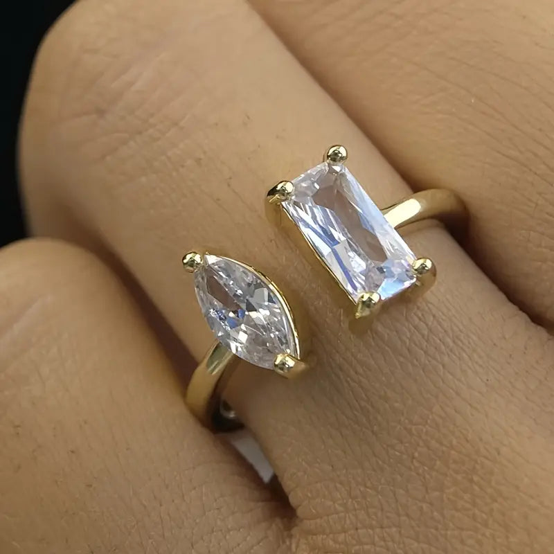 Adjustable CZ Ring - Geometric Women's Fashion Jewelry