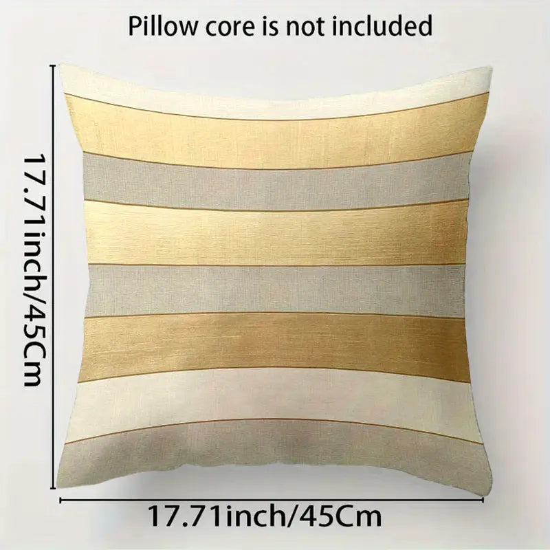 Geometric Gold Throw Pillow Covers 18x18 - Beige & Gray