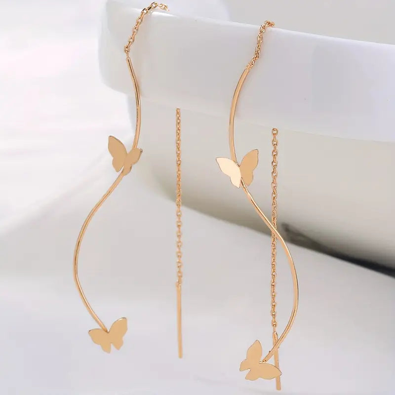 Long Gold Threader Earrings - Dangle, Delicate