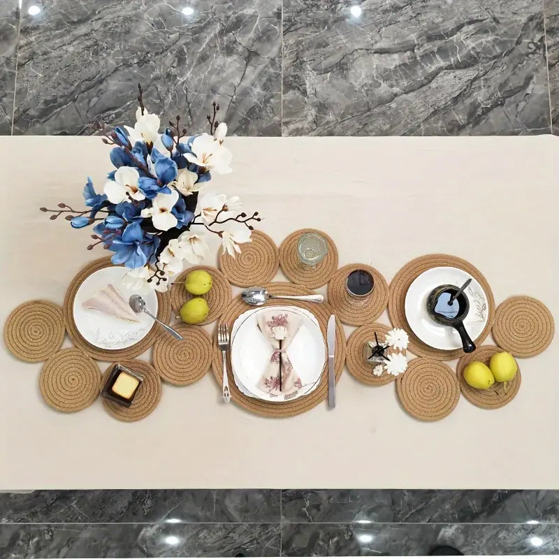 Boho Woven Placemat Set – 122x45 cm Natural Dining Mat for Indoor & Outdoor Use