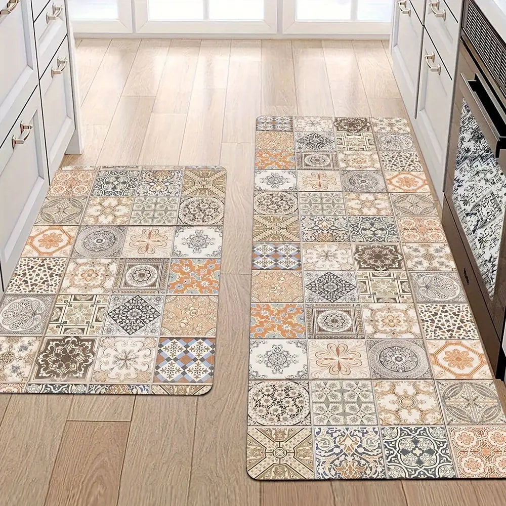 1 tapis de sol de cuisine puzzle floral bohème