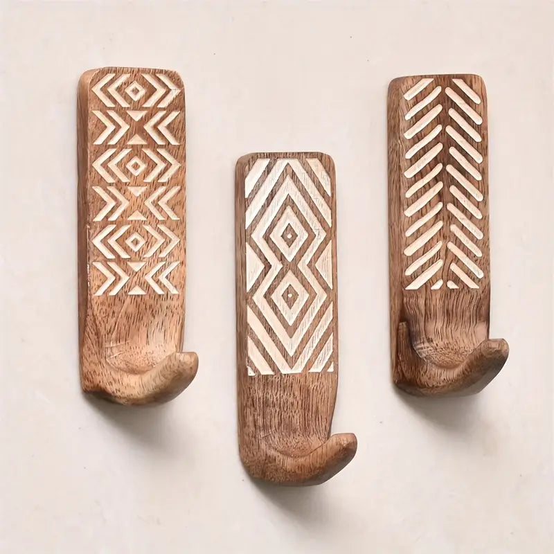 Boho Chic 3 stuks houten wandhaken