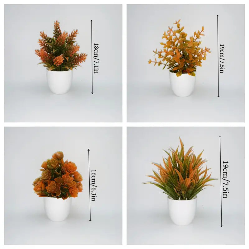 Artificial Autumn Plants - White Pots - Fall Decor