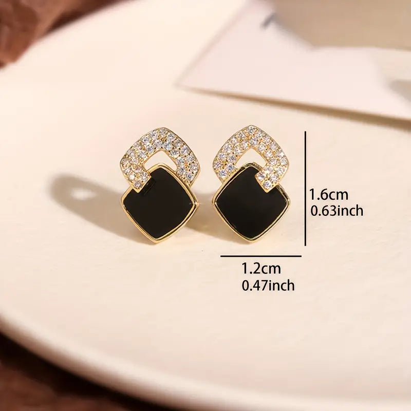 Boucles d'oreilles à tige en strass – Bijoux élégants en alliage pour femmes, tenues décontractées et de loisirs