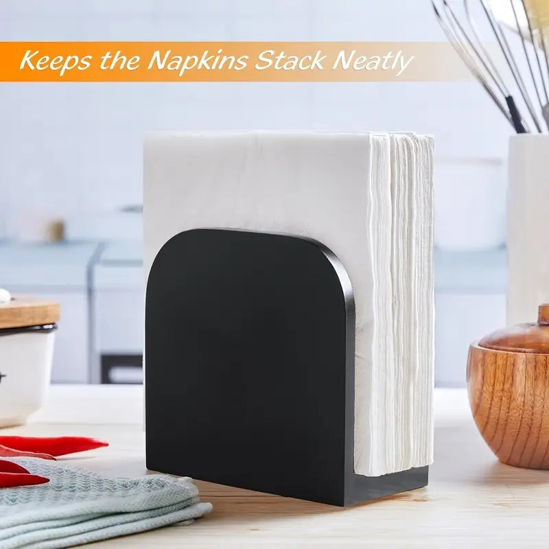 Wooden Napkin Holder - Freestanding Rectangular Tabletop Organizer
