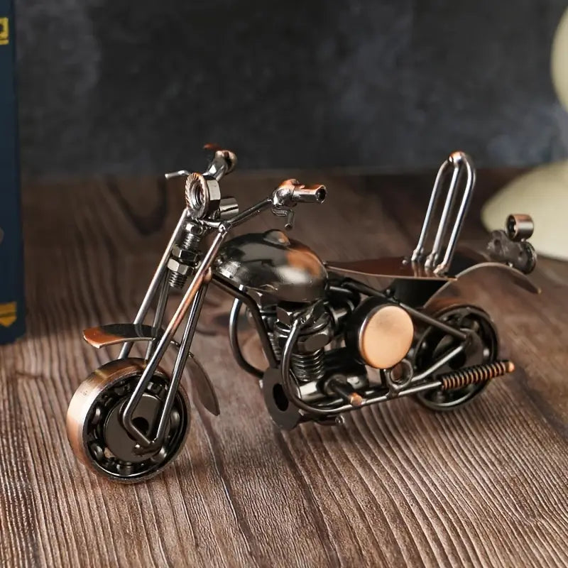 Vintage Metal Motorcycle Figurine - Collectible Desk Decor