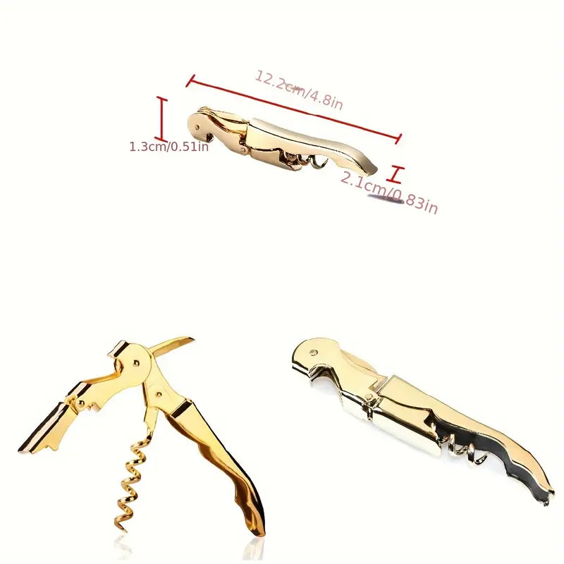 Wink Corkscrew Gold-Toned, Serrated Knife, Thick Neck, Double-Hinged Fulcrum