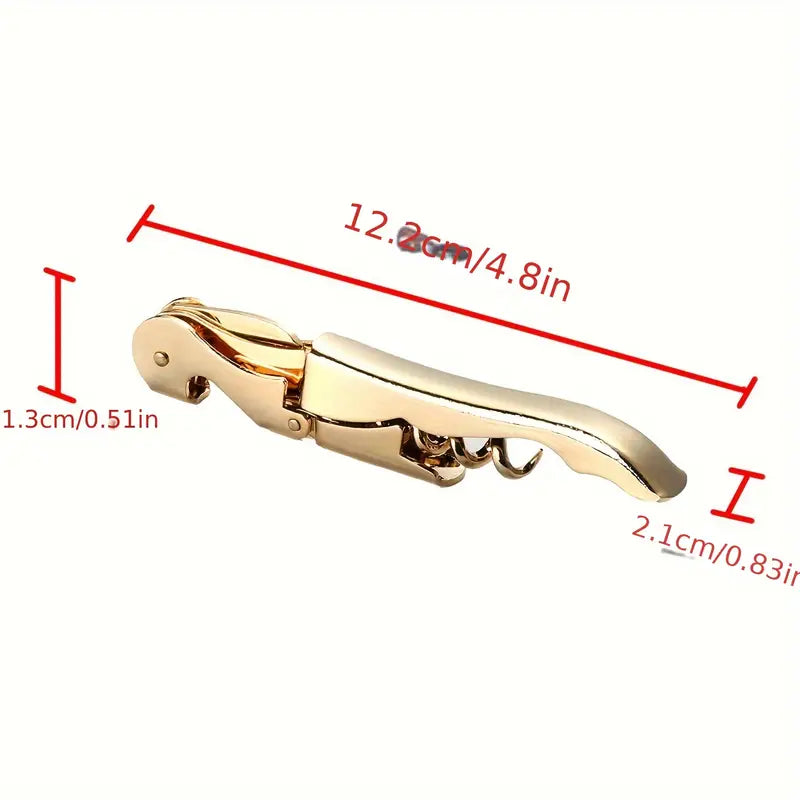 Wink Corkscrew Gold-Toned, Serrated Knife, Thick Neck, Double-Hinged Fulcrum
