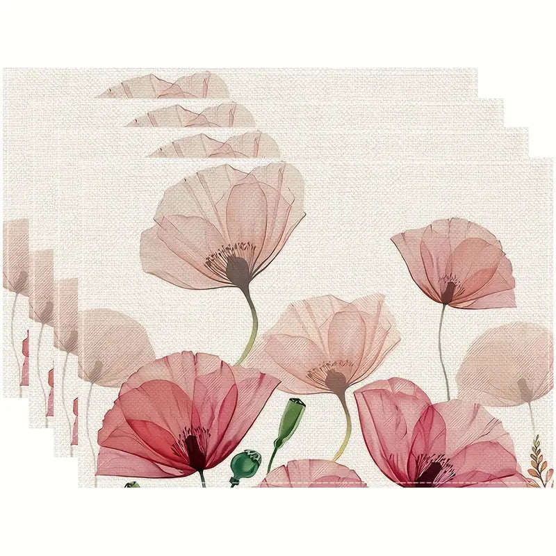 4PC Spring Farmhouse Placemats – 12x18" Washable Mats for Indoor & Outdoor