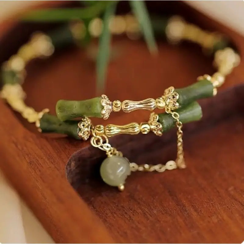 Beaded Bracelet Women's Tassel Charm Golden Floral Handmade