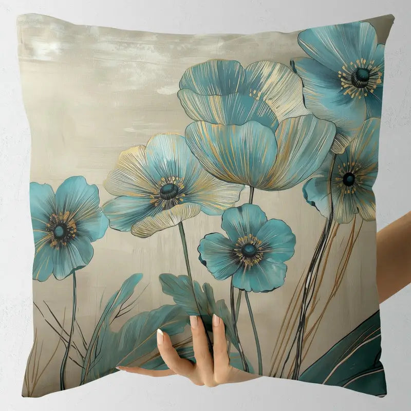 Lot de 1/2/4 housses de coussin turquoise en polyester – 45 x 45 cm, lavables en machine, décoration contemporaine