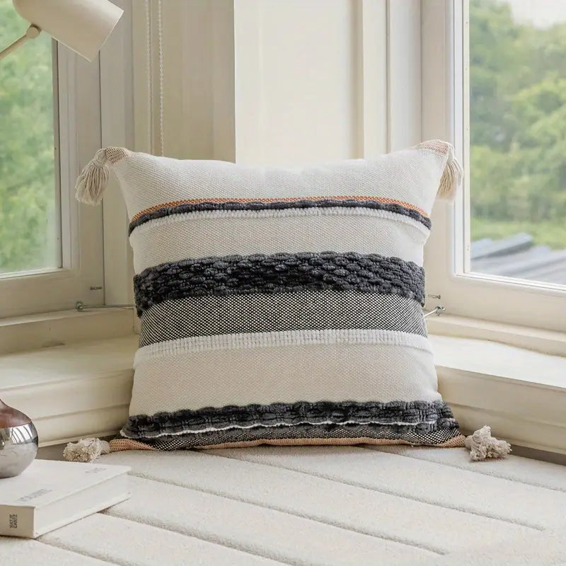 Boho Throw Pillow Cover - Ethnic Tassel Pillowcase - Home Decor