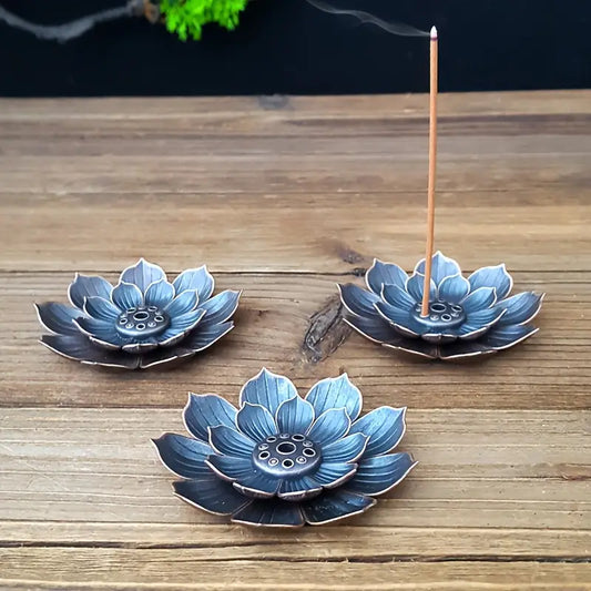 Mini support à fleurs de lotus à 2 niveaux – Décoration pour méditation, yoga et spa