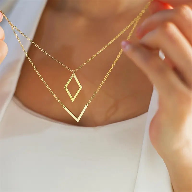 Elegante V-vormige geometrische hangerketting