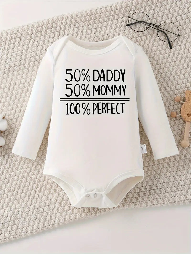 Body bébé en coton à manches longues | Barboteuse lavable en machine à imprimé lettres amusantes