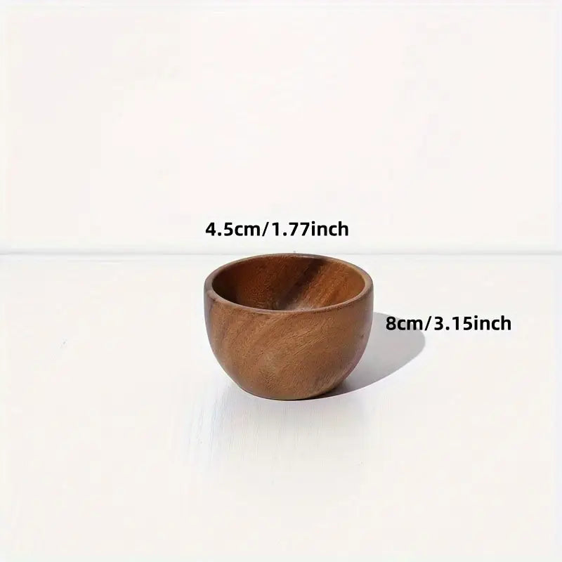 2pcs Handmade Wooden Bowl Set, Round Serving Bowls for Salad, Fruit, Dip, Dessert
