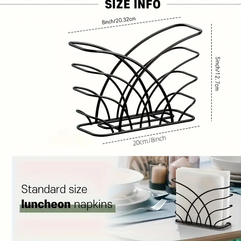 Black Metal Napkin Holder - Heavy Duty Iron Tissue Organizer
