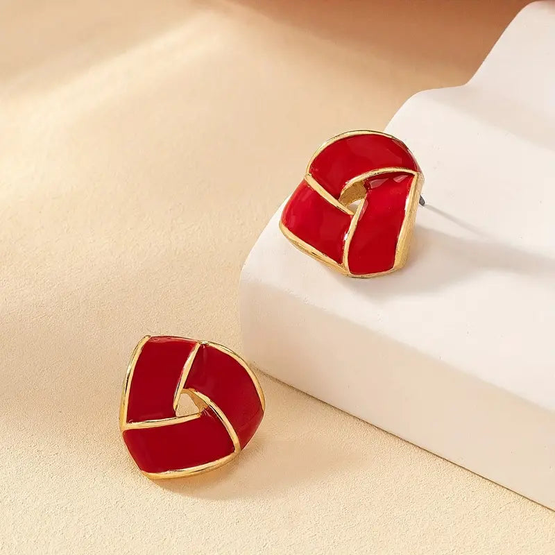 Vintage Bohemian Enamel Stud Earrings – Unique Alloy Jewelry for Summer & Dating
