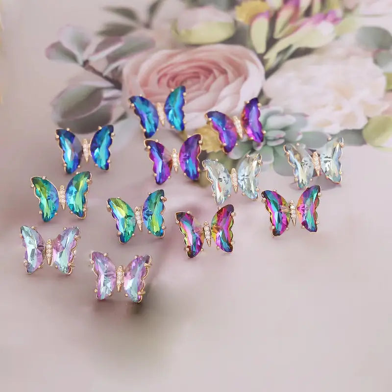 Multi-Colored Butterfly Earrings – Y2K Gradient Jewelry Birthday & Holiday Gift Set (2-12 Pcs)