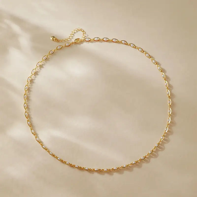 Shell Bead Necklace - 18K Gold Plated Pendant