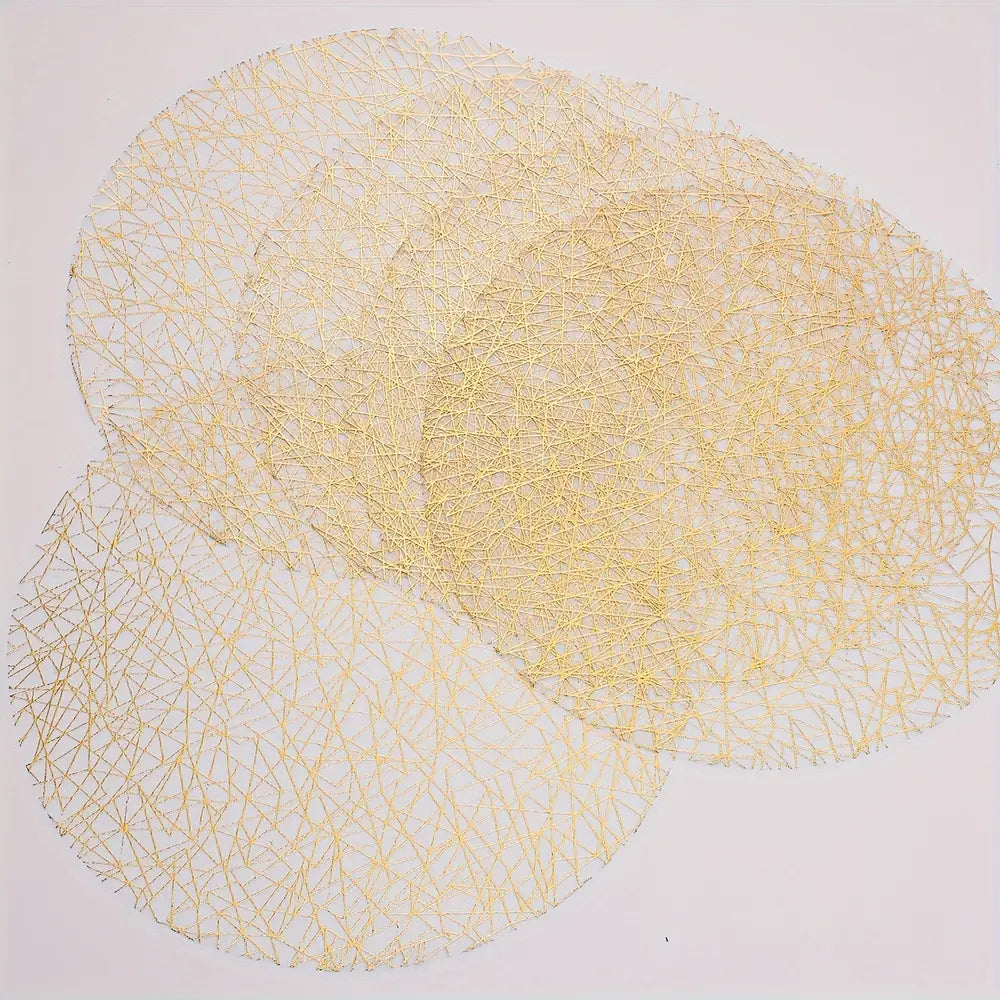 12pcs Set Timeless Golden Linen Round Placemats