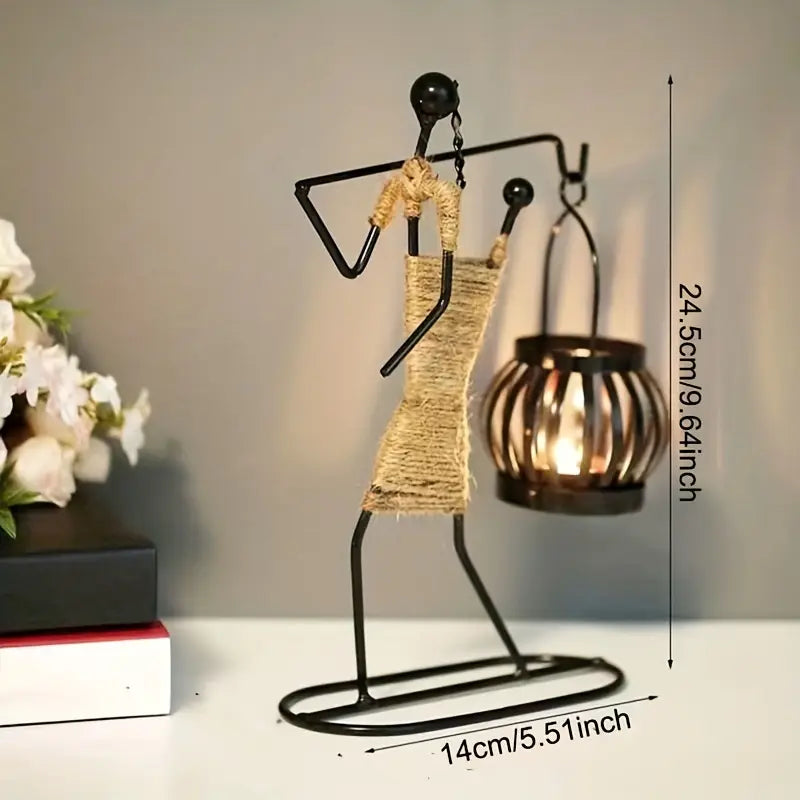 1pc Metal Shaped Candle Holder With A Lady Character Design
