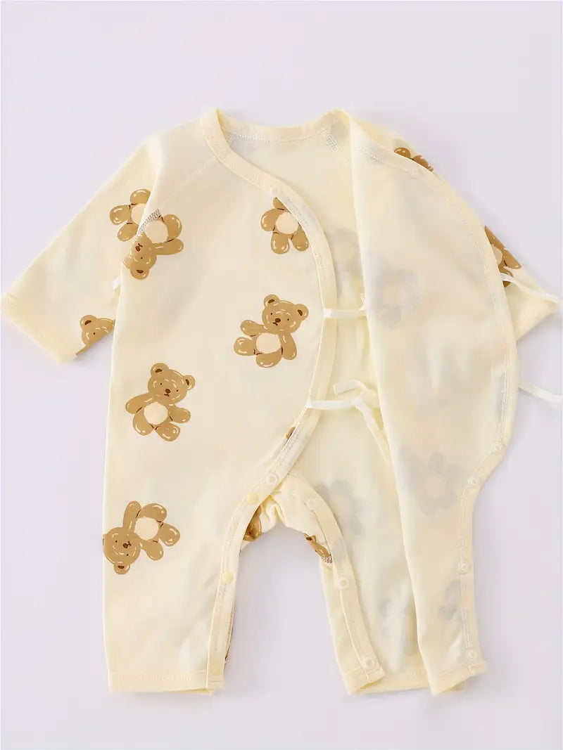Ensemble 2 pièces grenouillère ours et papillon | Grenouillères bébé en coton douillettes pour l'automne et l'hiver